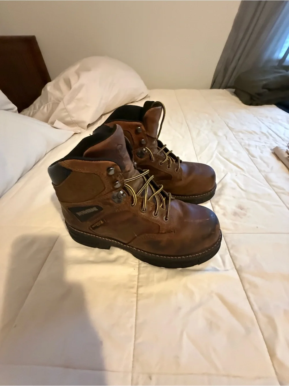 Men's Brown Leather Work Boots - Rugged Lace-Up